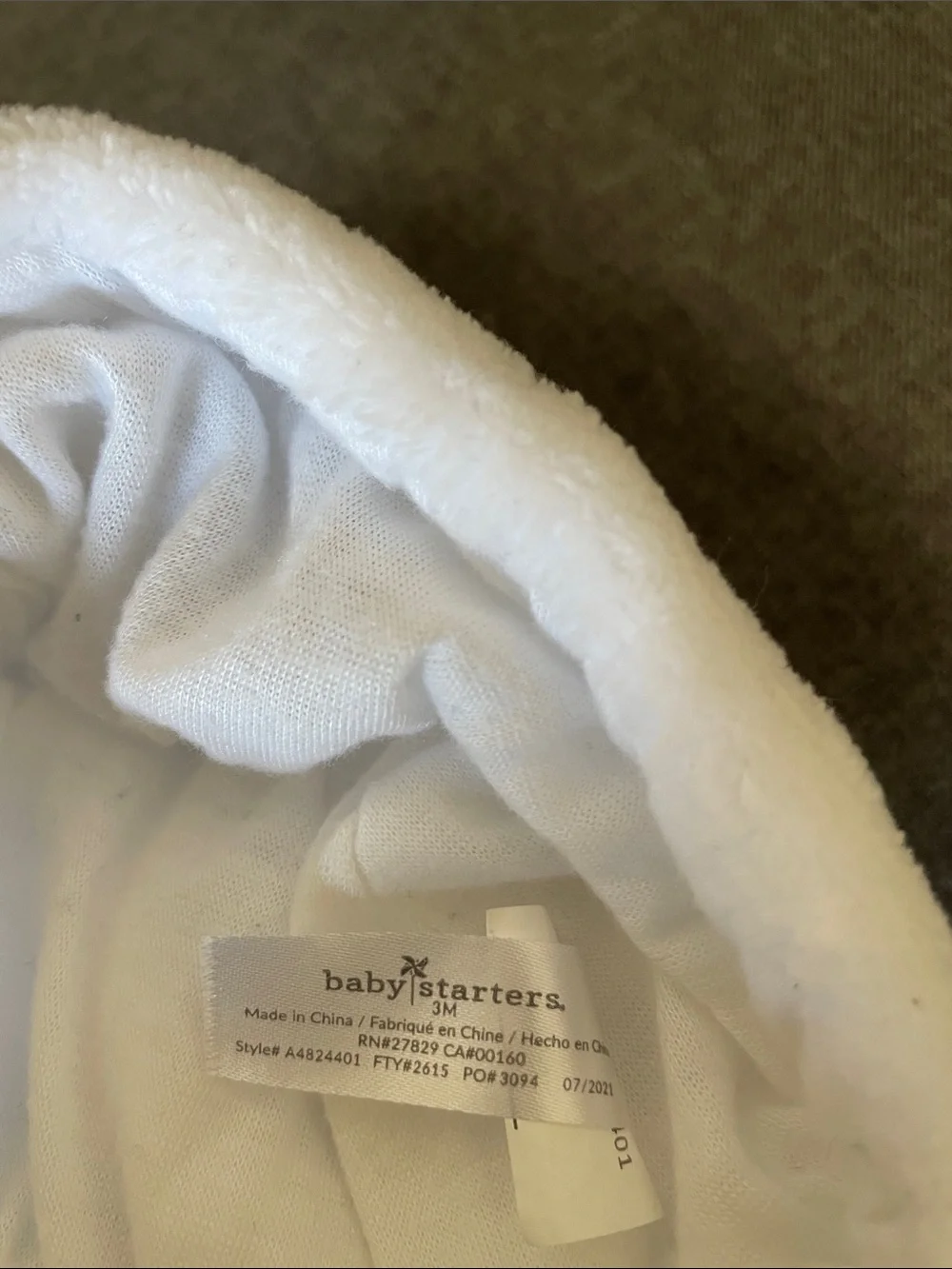 Baby Starters White Fleece Snowman One-Piece with Hat